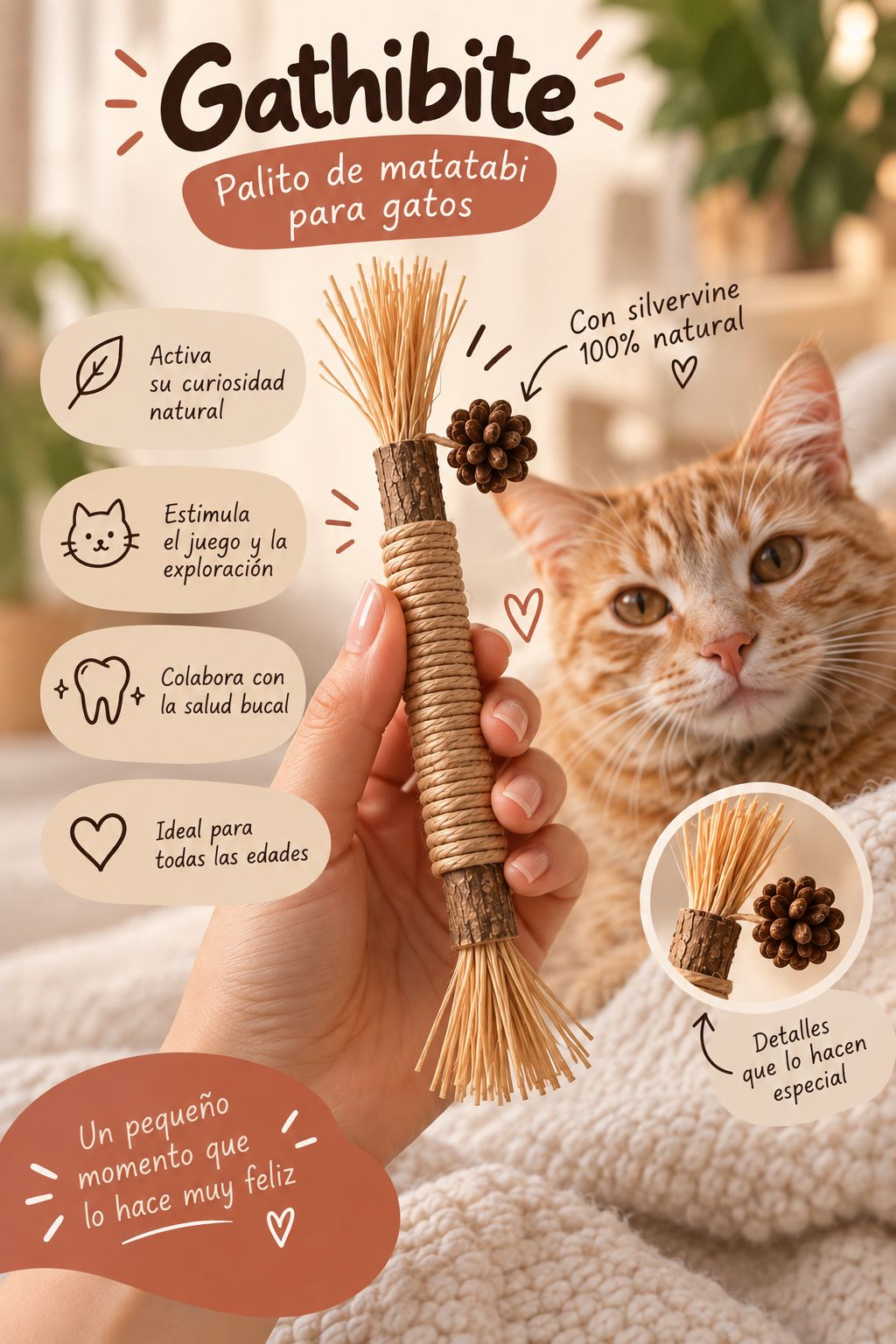 GathiBite palito de matatabi y sisal para gatos